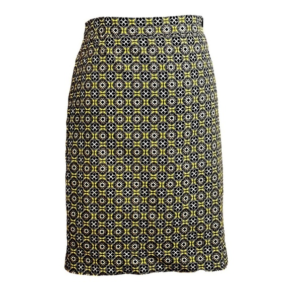 J. CREW The Pencil Basketweave Straight Cotton Lined Skirt Geometric Print Sz 12 - Picture 3 of 11